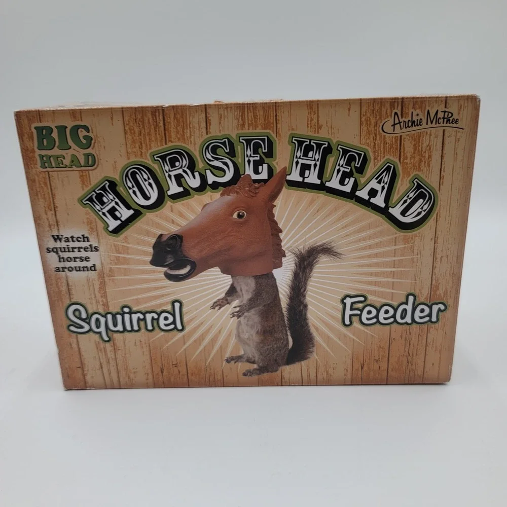 Archie McPhee‎ Big Head Horse Head Squirrel Feeder Novelty Gag Gift Brown Vinyl